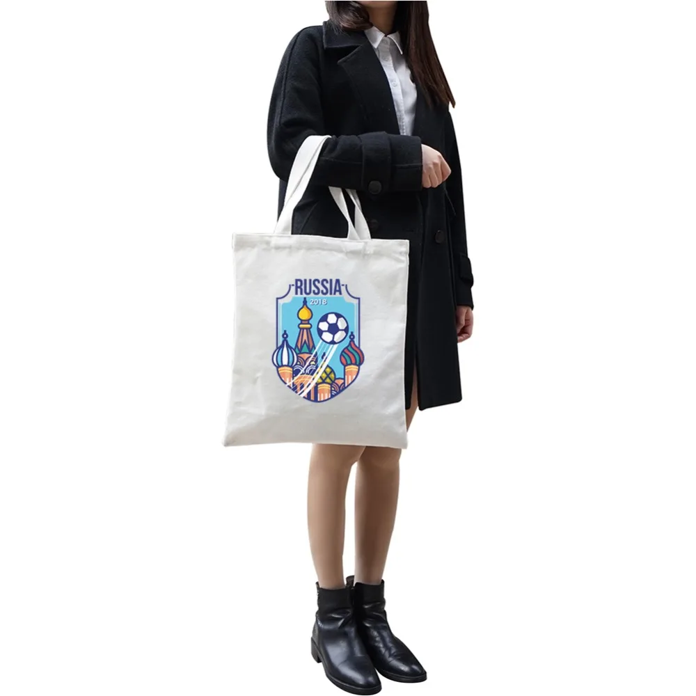 stylish woman 2018 Russia world cup souvenir canvas reusable shopping bag grocery women handbag shoulder | Багаж и сумки