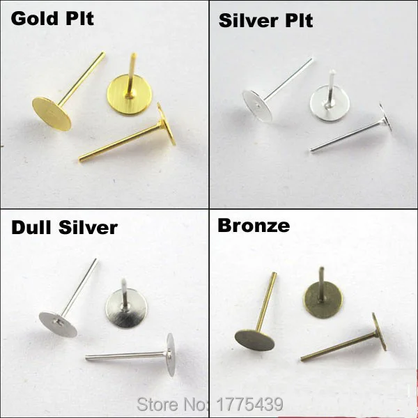 Бесплатная доставка серьги-гвоздики 400 дюйма 4x12 мм плоские круглые пустые штифты