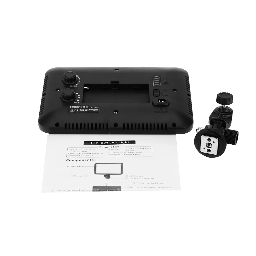 Triopo TTV-204 светодиодный видео Камера видео Лампа для Canon цифровых зеркальных фотокамер Nikon Камера видеокамеры для sony NP-F NP-FM NP-H Батарея