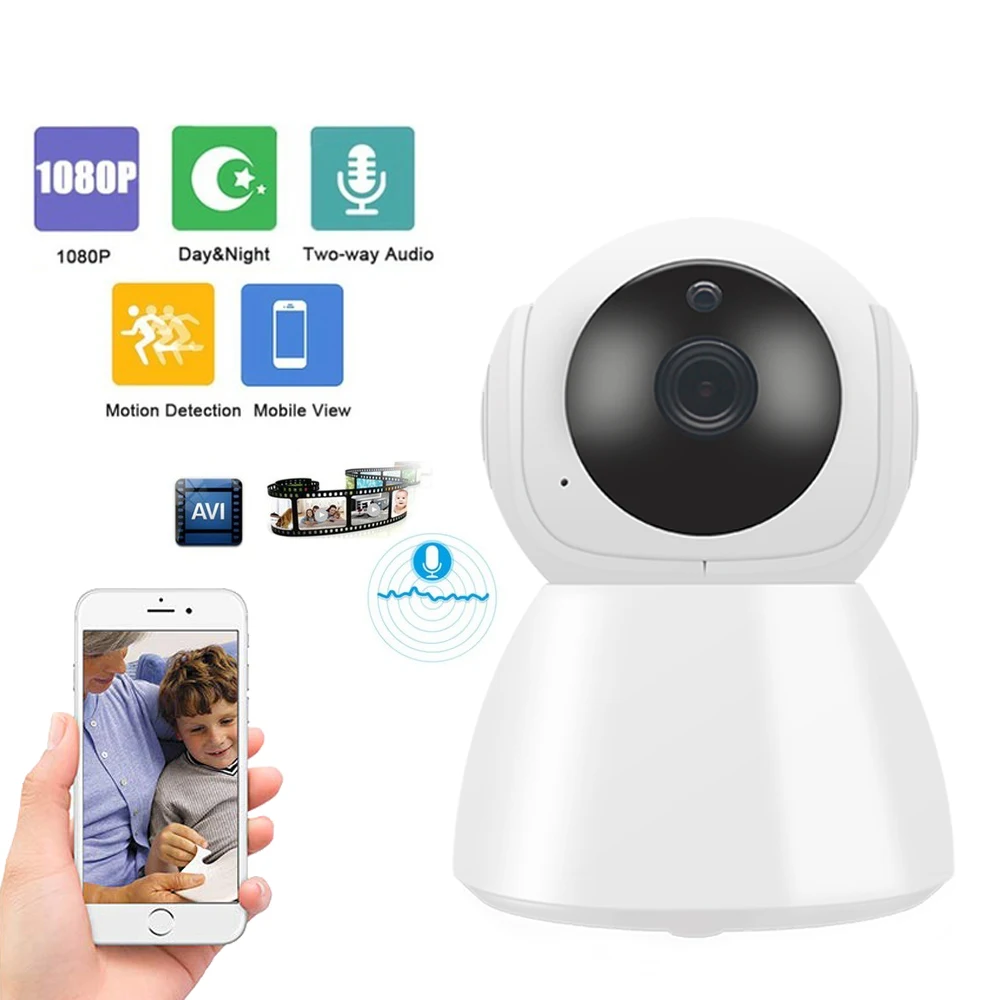 

IP Camera baby monitor 360 Degrees Pan Tilt Rotation cctv Wifi IP Camera 2Mp 1080P Full HD LAN Port IR Night Vision interior