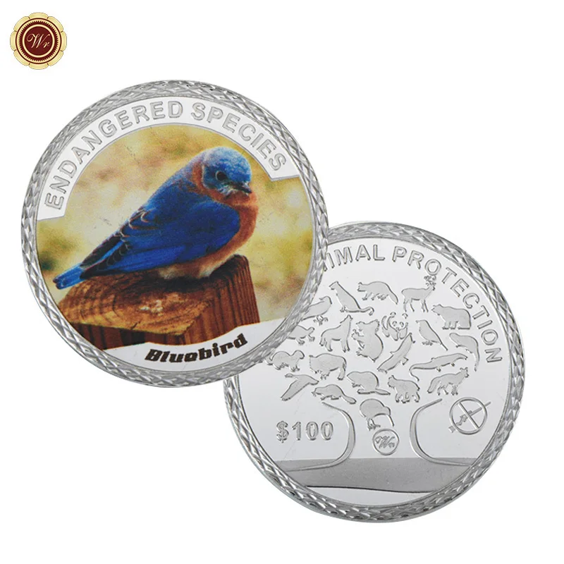WR Bluebird 999 9 Серебряная монета декоративные вымирающие милые животные