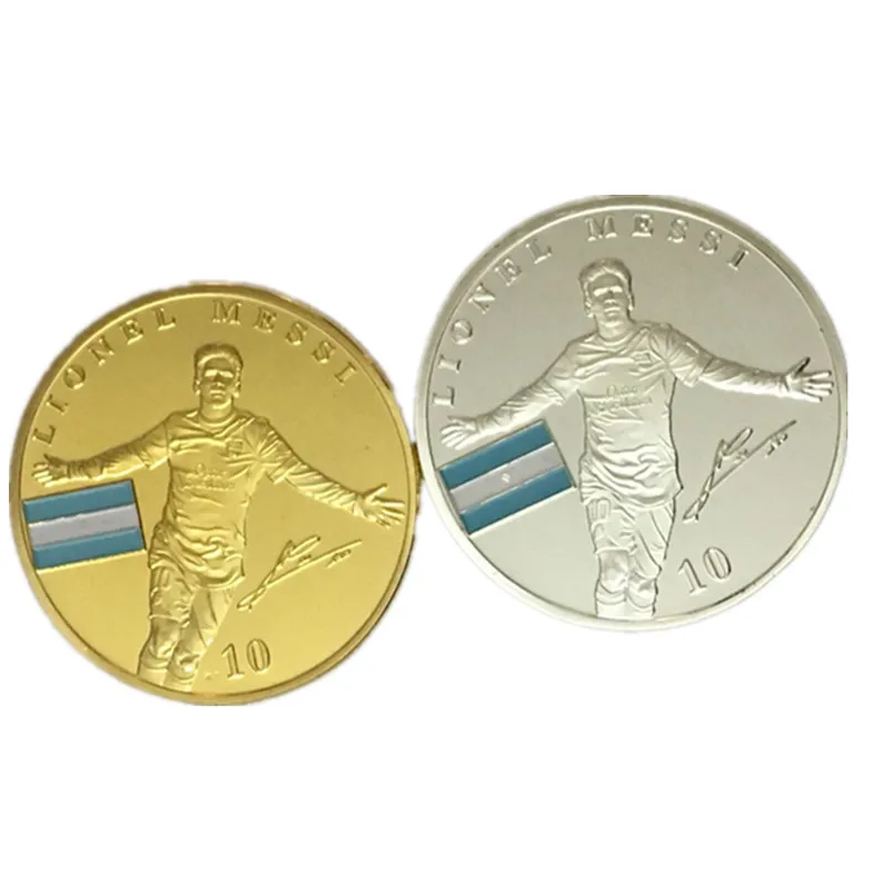 2 шт. новый бренд Messi футбольный игрок Спортивная Тема значок серебро 24K настоящая