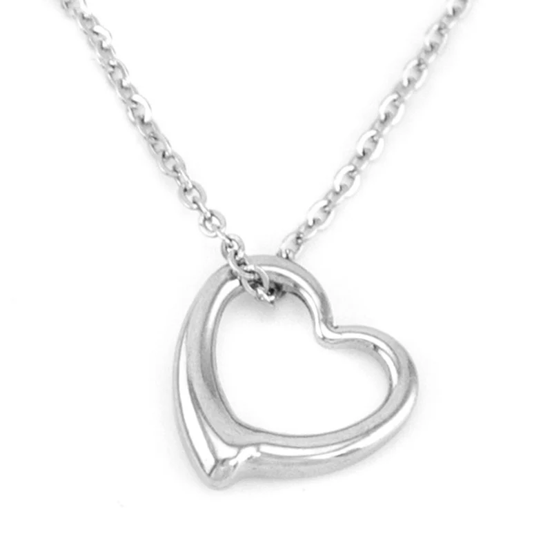 Женское милое ожерелье из 100% нержавеющей стали с металлическим открытым сердцем
