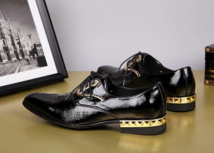 Black Lace Up Leather Men Shoes Rivet Zapatos Hombre Dress Business Oxford Formal Mens Genuine | Обувь