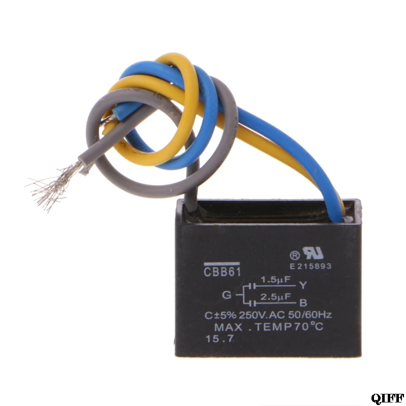 Прямая поставка и оптовая продажа черный CBB61 1 5 мкФ + 2 3 провода AC 250V 50/60Hz
