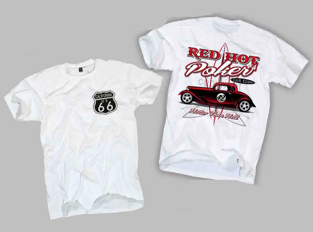 

Short Sleeve Cool T-Shirts Designs Best Selling Men Red Hot Rod T-Shirt Poker Hell Us V8 Car Fans Rat Rockabilly Tattoocool