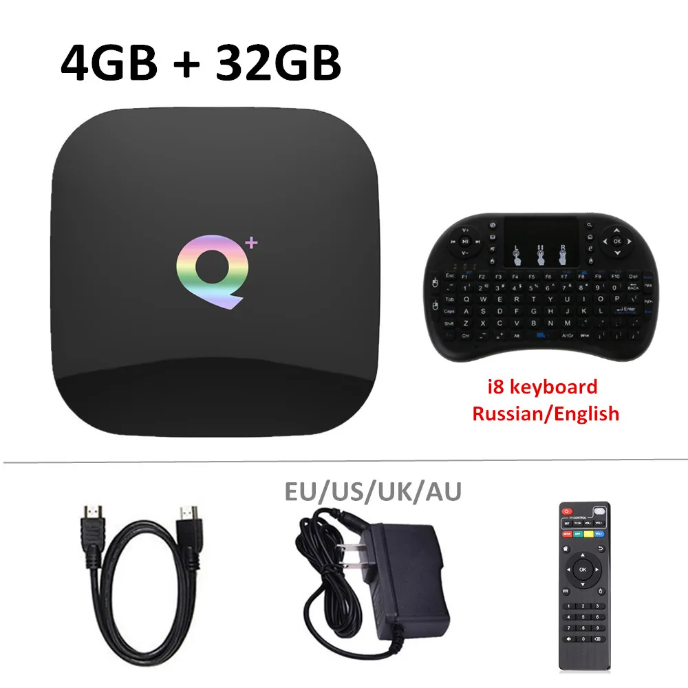 Q плюс Смарт ТВ Box Android 8,1 ТВ коробка 4 Гб оперативной памяти 32 Гб/64 Гб ПЗУ 6 K H.265 USB3.0 2,4 ГГц Wi-Fi IP ТВ Декодер каналов кабельного телевидения PK s905x2 T95Q x96 max - Цвет: 4G32G an i8