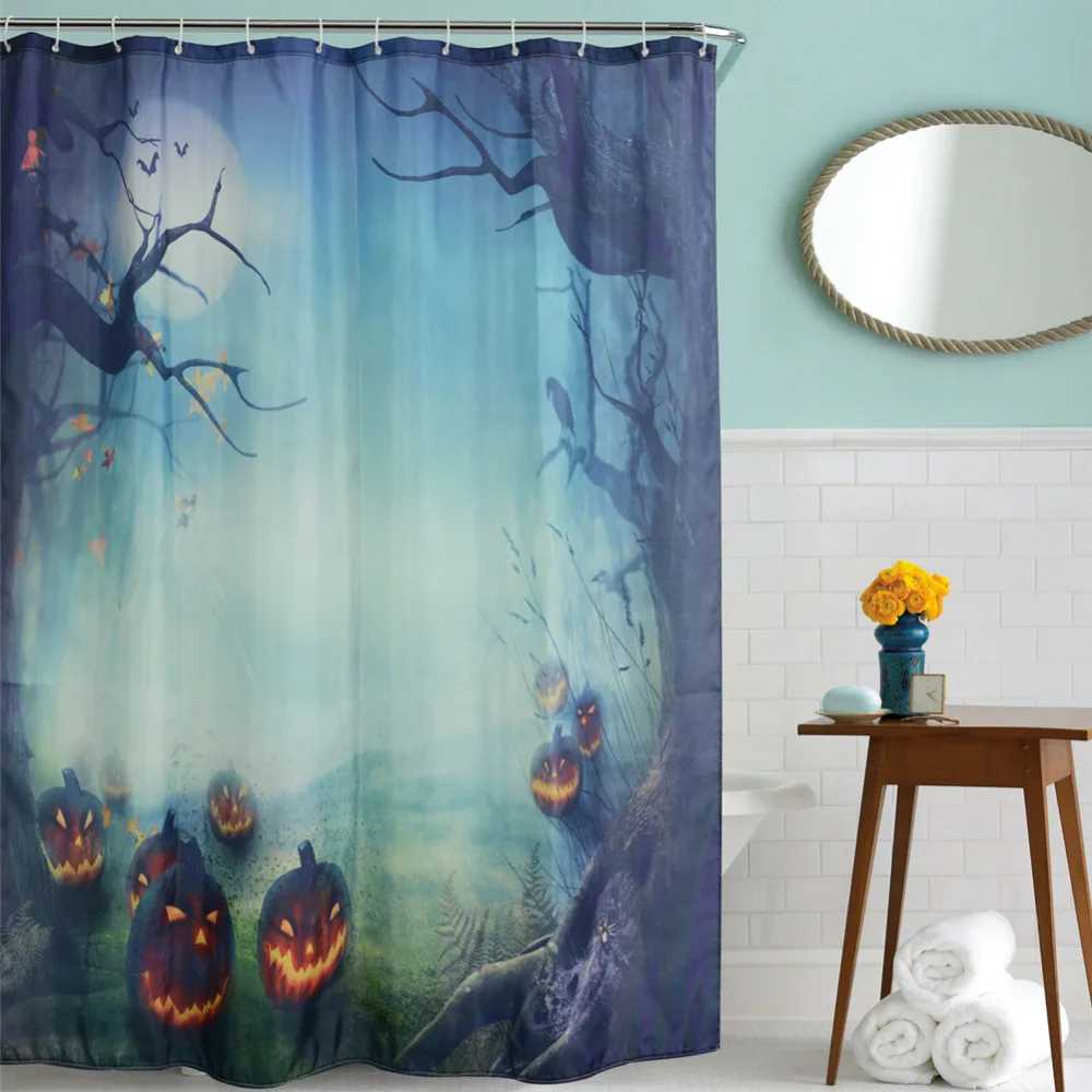 Новый дизайн Хэллоуин декор джунглей тыква водонепроницаемая занавеска для душа из полиэстера ванной s