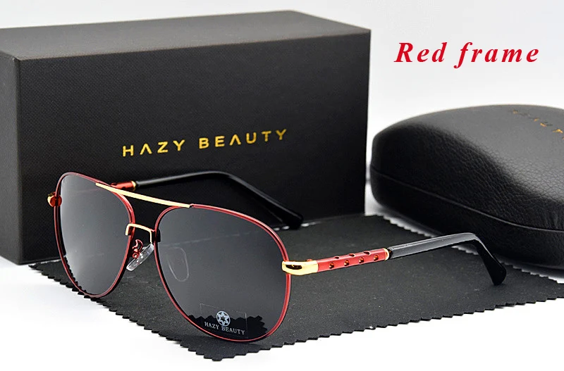 Red frame Высокое качество Для мужчин Брендовая Дизайнерская обувь солнцезащитные очки мужские Поляризованные водительские солнцезащитные очки мода пилот uv400 Солнцезащитные очки Оригинальная коробка - Цвет линз: Red frame