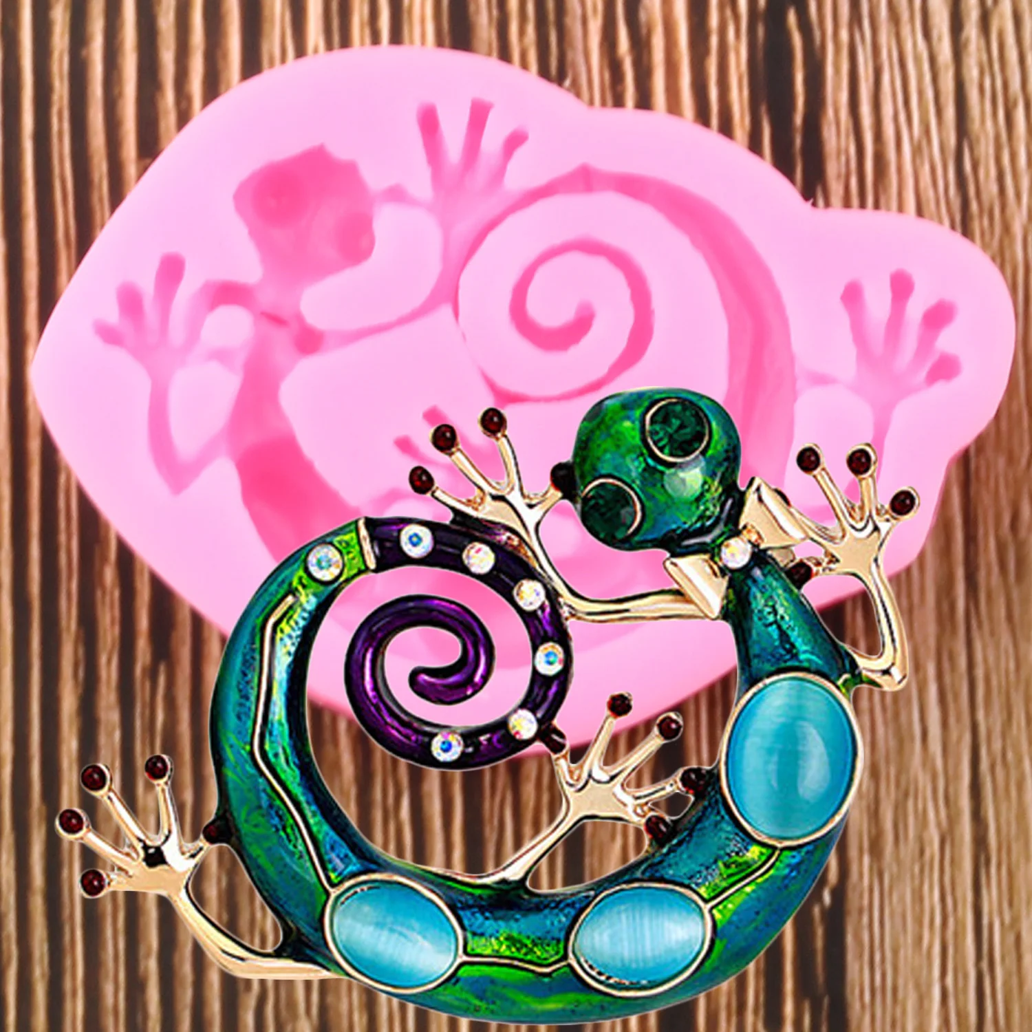 3D геккон ящерица силиконовая форма для помадки полимерная смола глина украшения