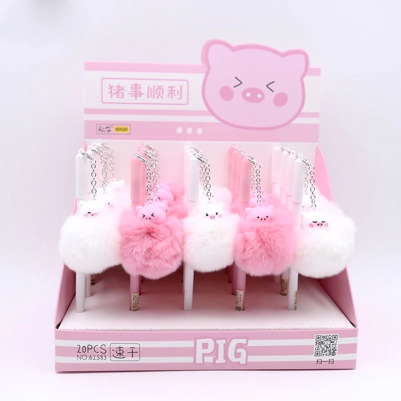 Шариковая гелевая ручка с плюшевым кулоном для милых свиных волос мультяшный