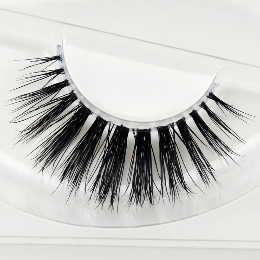 

3D mink lashes Natural curly Fluffy lashes Pure handmade lashes Transparent band Mink Eyelashes full strip False lashes F09