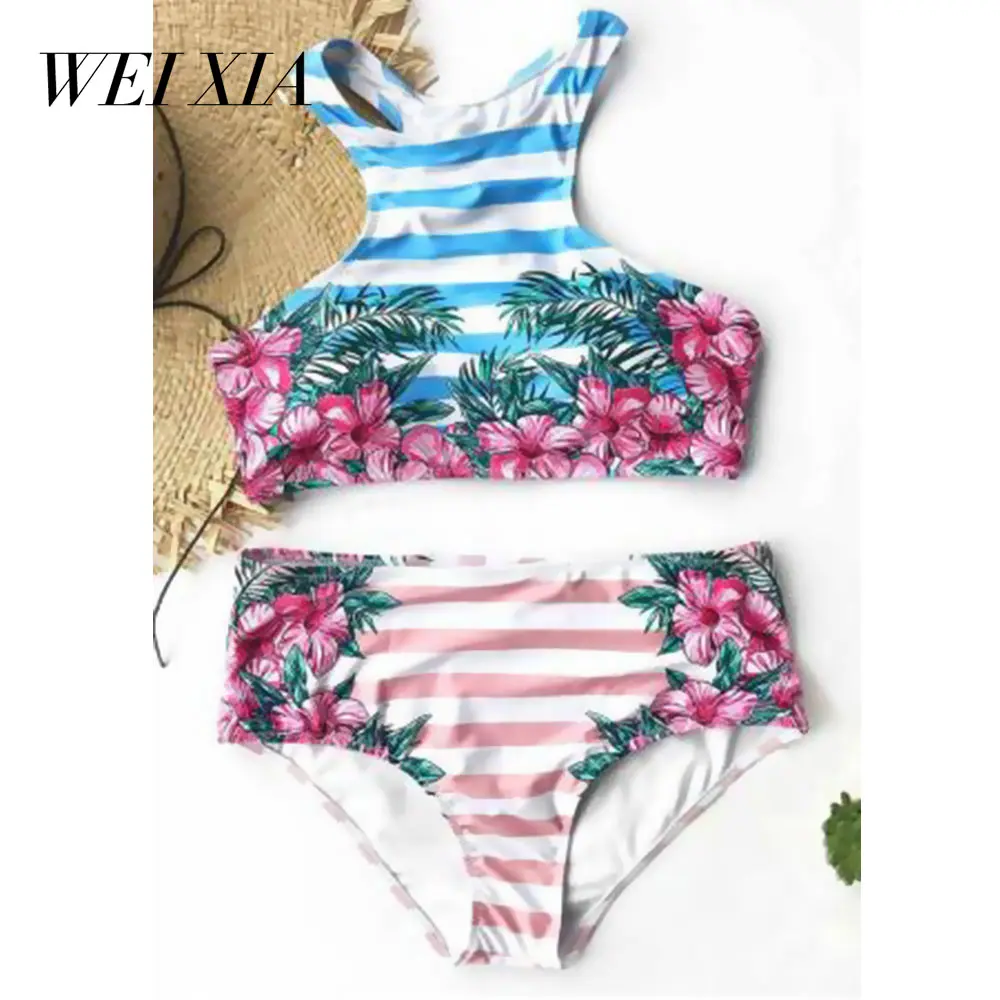 WEIXIA 2018 High Neck Bikini Women Swimwear 9003 Swimsuit Biquini Beach Wear Switchback Brazilian Bikinis Bathing Suit |