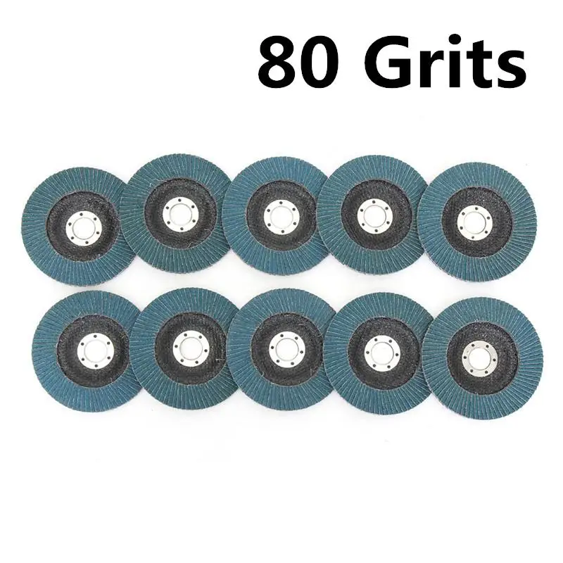 80 GRIT 10 штук в упаковке профессиональная Лепестковые диски 125 мм 5 дюймов шлифовальные диски 40/60/80/120 Грит абразивные диски лезвия для угловая шлифовальная машина - Цвет: 80 GRIT