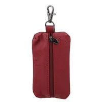 Wine Red Кошельки для ключей из натуральной кожи для мужчин, роскошный брендовый держатель для ключей для женщин и мужчин, органайзер для ключей в автомобиле, ключница на молнии, чехол для ключей, сумка - Цвет: Wine Red