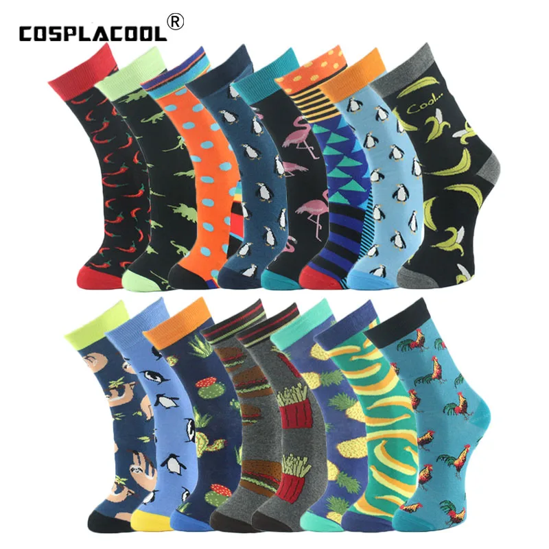 

[COSPLACOOL]New Mens Socks Women Animal Chili Moustache Sloths Novelty Sock Combed Cotton Funny Socks Men's Big Size Crew Socks