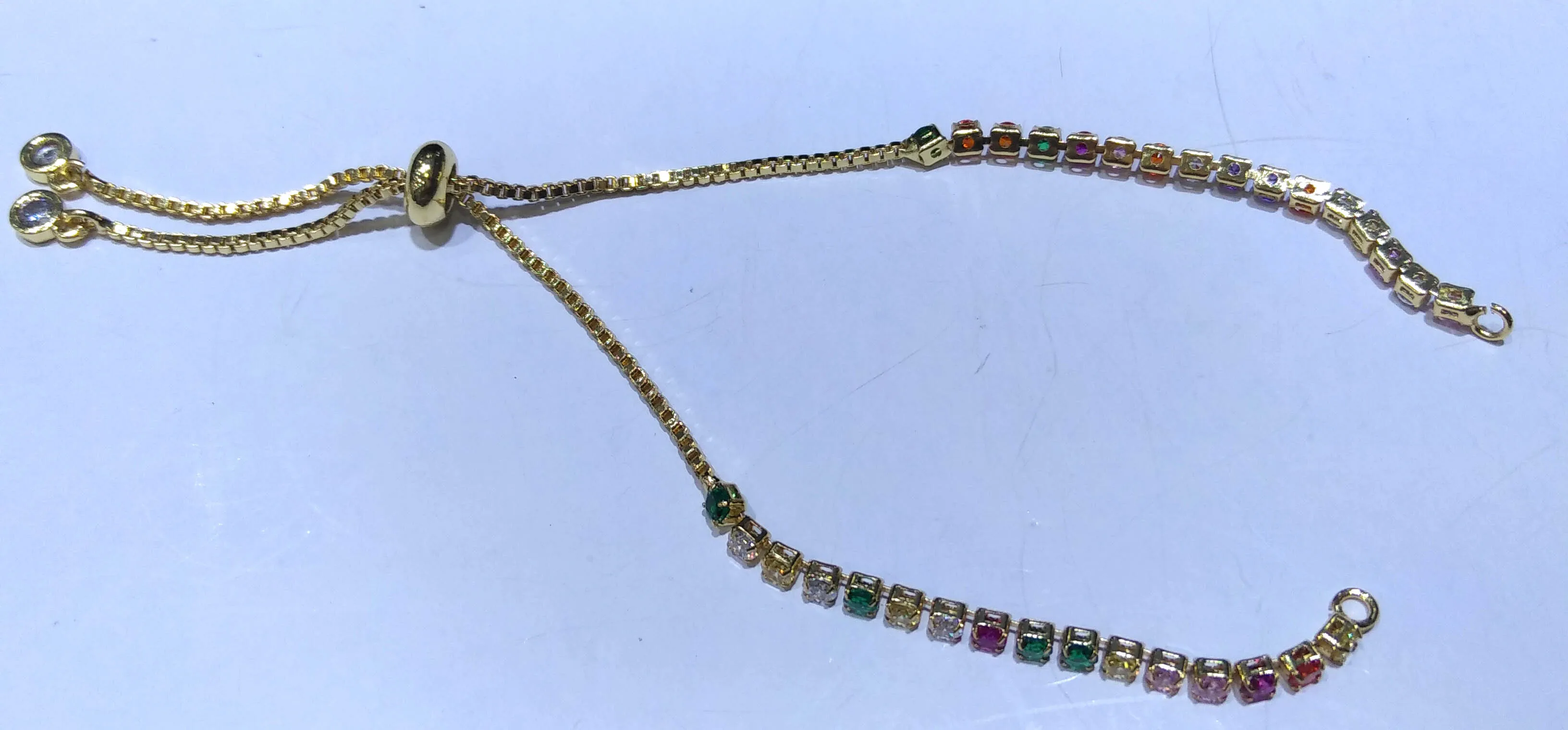 

6pcs rainbow micro pave crystal bracelet chain-spacer beads link connectors bracelet
