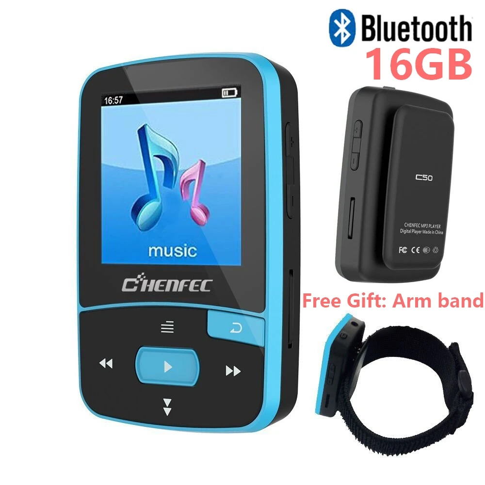 CHENFEC C50 оригинальный спортивный мини плеер с Bluetooth MP3 поддержка tf карты fm радио