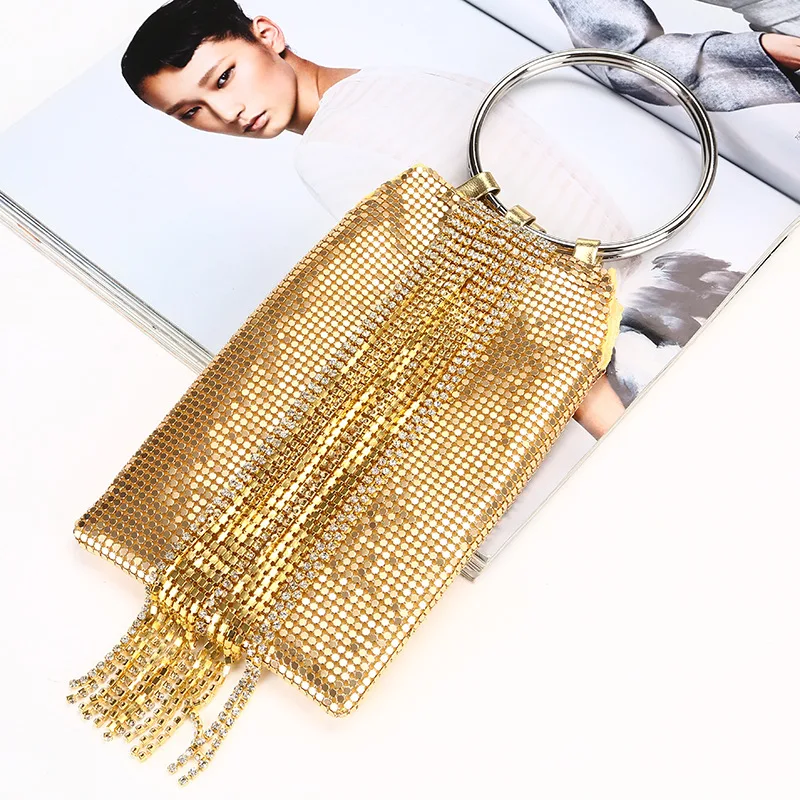 Металлический браслет вечерние сумка HandbagTassel блесток вечерняя сумочка BS010 Для