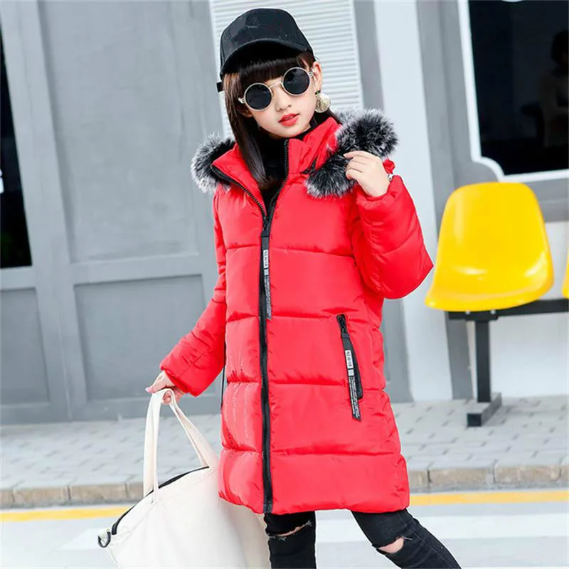 Red Новое зимнее пальто для маленьких девочек зимняя куртка с капюшоном в стиле пэчворк для маленьких мальчиков от 5 до 12 лет теплая верхняя одежда для мальчиков, парки - Цвет: Red