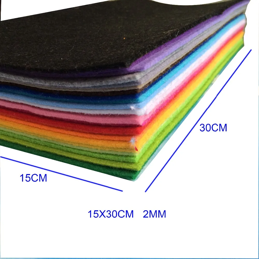 Фетровые листы для рукоделия толщиной 2 мм нетканые из твердого войлока 15 х30 см 23