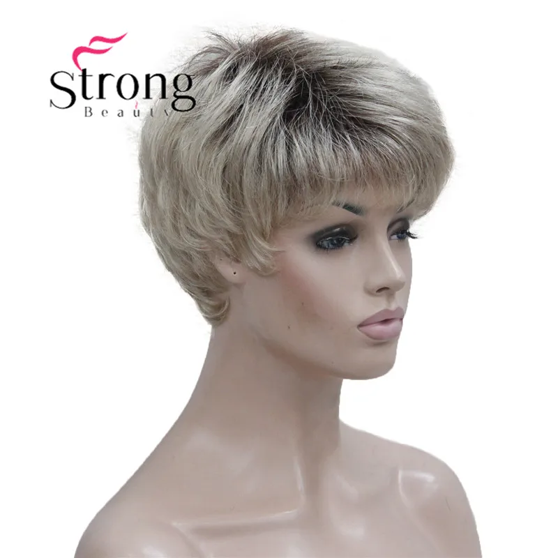 TT1654 Ombre Blonde StrongBeauty синтетический маленький мононити Топ легкий светлый клубниковый коричневый, блонд смешанный блонд женский короткий парик - Цвет: TT1654 Ombre Blonde