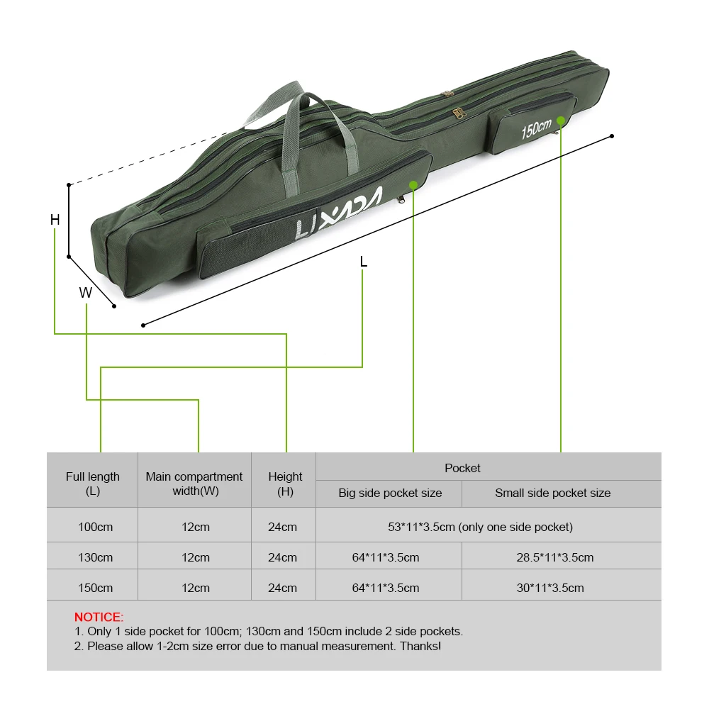 Сумка для рыбалки Lixada 100 см/130 см/150 см портативная складная сумка удочки и катушки