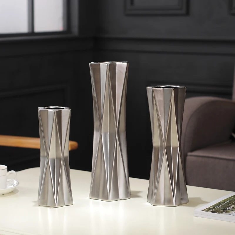 Скандинавская керамическая ваза золотые серебряные сухие цветы фарфоровые