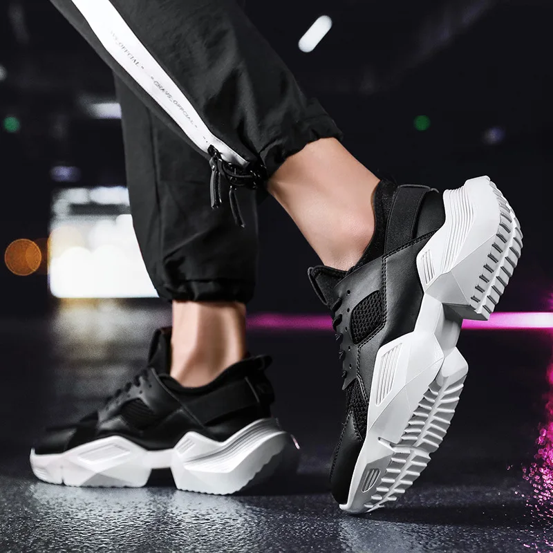 Harajuku men casual white chunky sneakers hip hop shoes male autumn thick bottom students walking zapatos hombre tenis trainers | Обувь