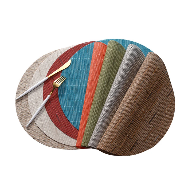 PVC Round Placemat for Dining Table Mat Heat Insulation Non-Slip Placemats Disc Napkin Tableware Pads Coaster Coasters Table