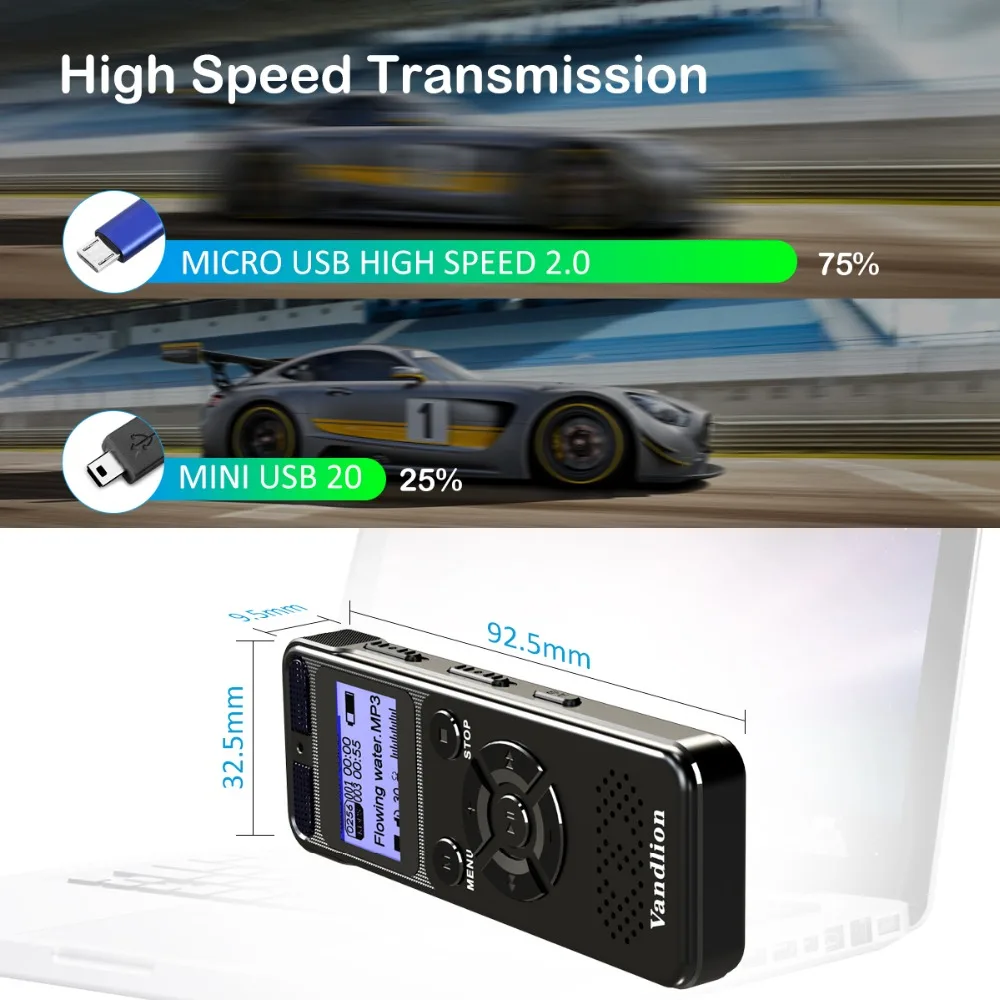 Диктофон Vandlion 8 ГБ USB флешка цифровое аудио профессиональная Голосовая активация