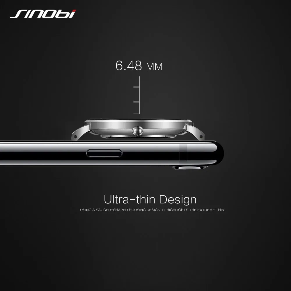 SINOBI, новинка, 3D принт, простой дизайн, мужские часы, 316L, сталь, кожа, водонепроницаемые часы, мужские, Rolexable, импортные кварцевые часы, подарки