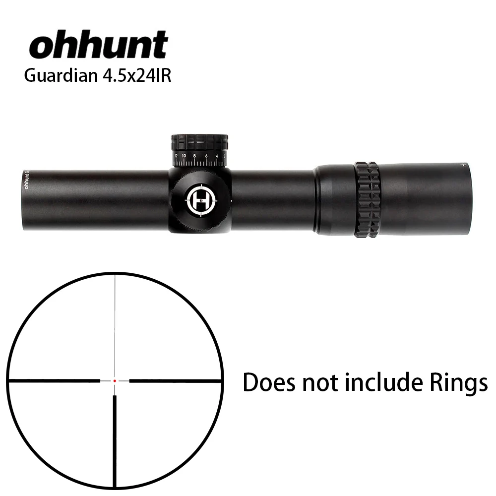 Not Include Rings. Ohhunt Guardian 4,5x24 Охотничья винтовка прицел 30 мм трубка тактическая Оптика прицел 1/2 полумил точка сетка башенки Сброс прицел - Цвет: Not Include Rings.