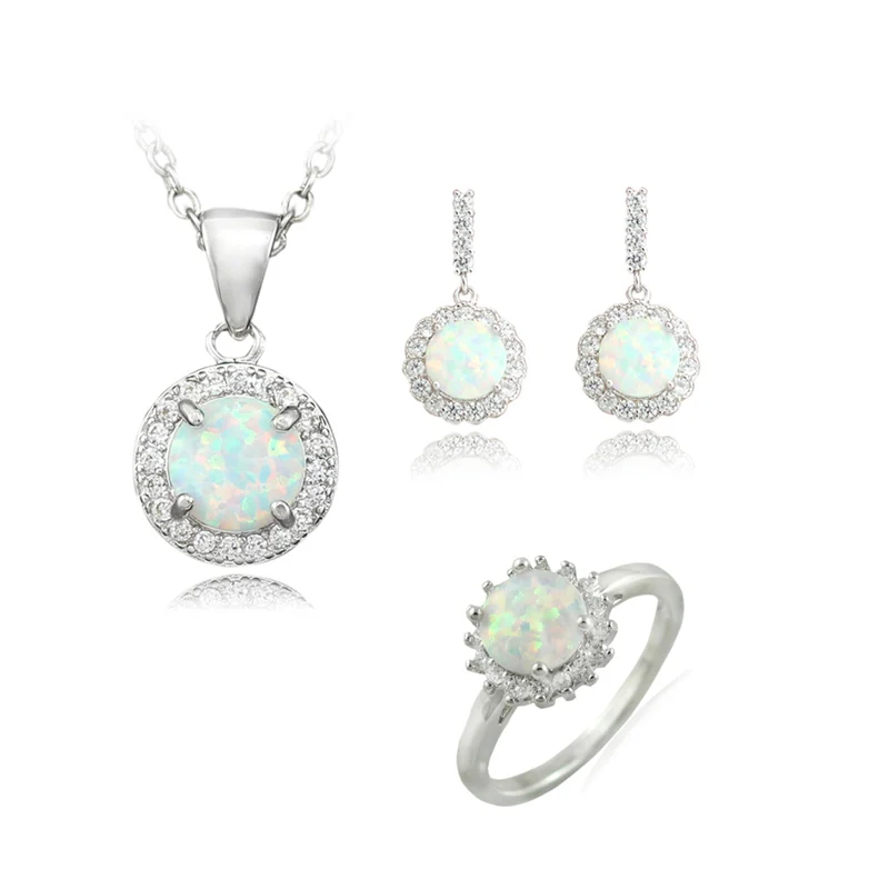 Haимис Благородный Белый Огненный Опал Ювелирные наборы ожерелье кулон серьги