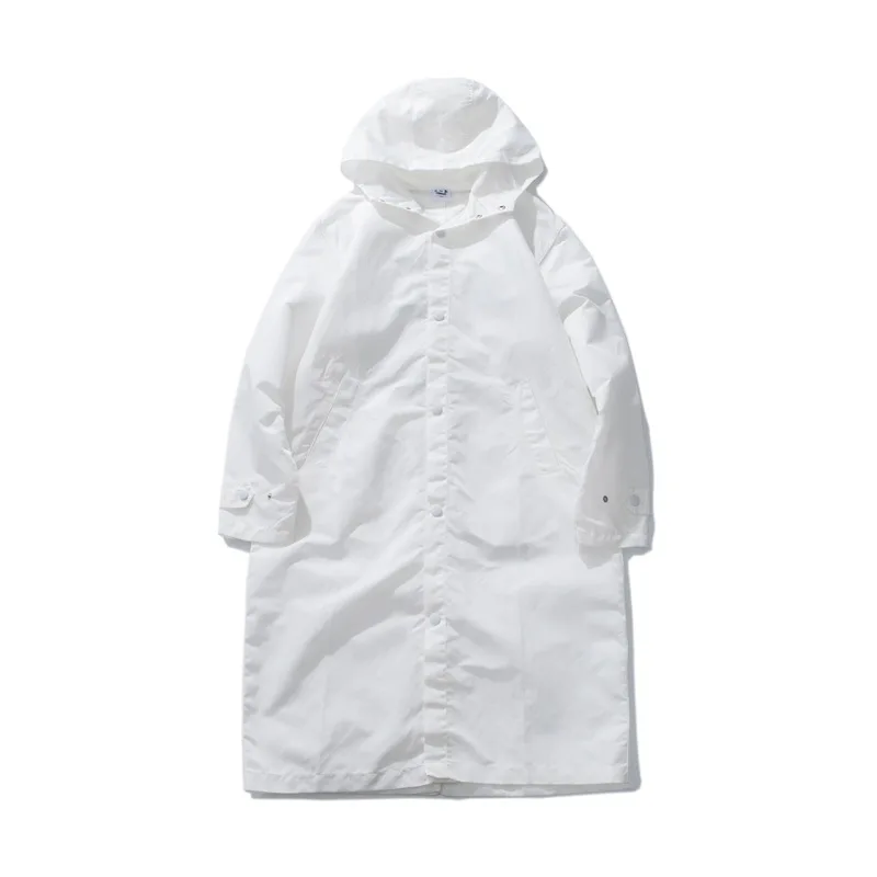 Легкая удлиненная Мужская ветровка с капюшоном и надписью на спине|Мужские