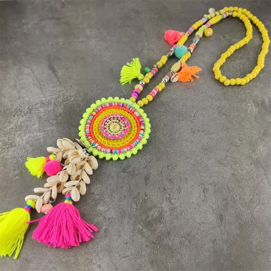 Деревянные бусины богемное женское ожерелье бохо ювелирные изделия Strand Shell