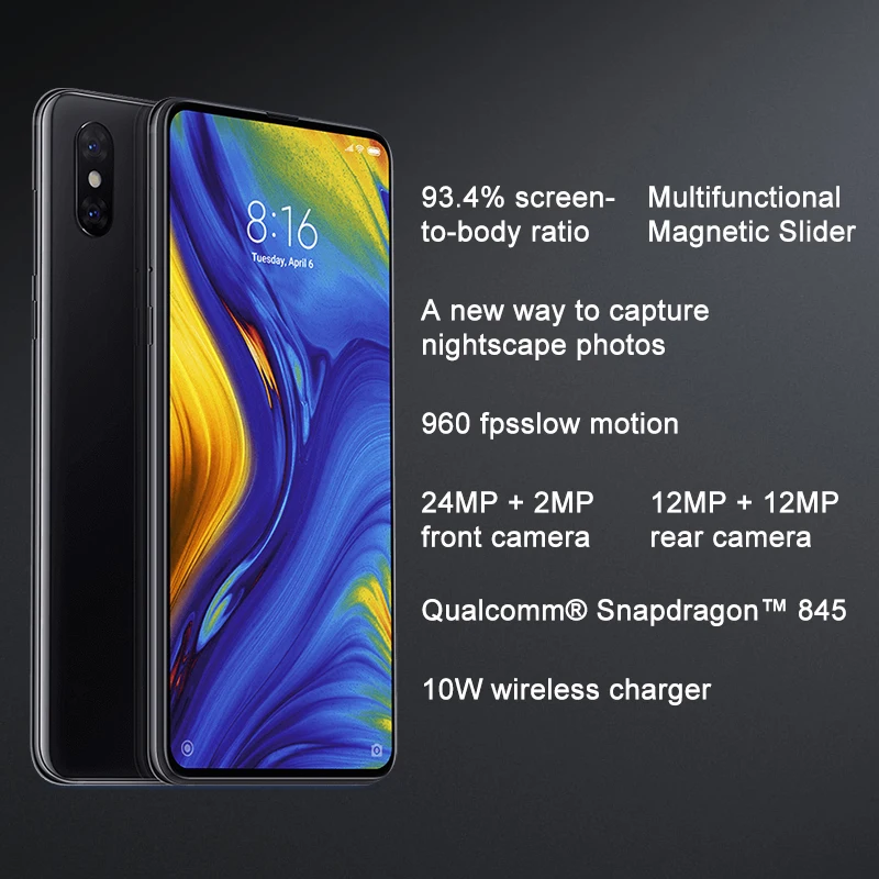 Глобальная версия Xiaomi mi x 3 6GB 128GB Snapdragon 845 Octa Core 24MP фронтальная камера 6 39 &quot19 5: 9