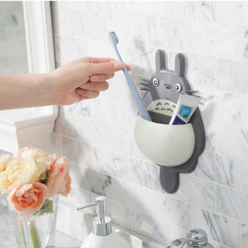 Мультяшный держатель для зубных щеток Totoro мощная трехприсоска