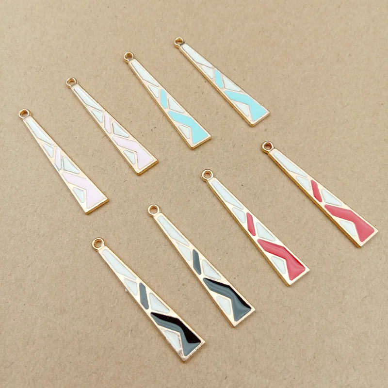 

10pcs 6x35mm enamel triangle charm for jewelry making and crafting fashion earring charm zinc alloy