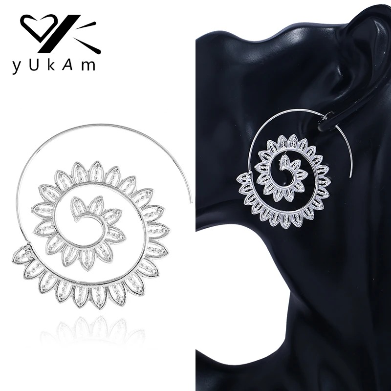 YUKAM Boho Этнические ювелирные изделия для ушей большие круглые серьги кольца с