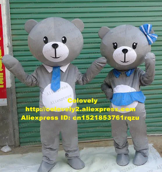 Любимый серый мишка тедди костюм-талисман для влюбленных мультяшный персонаж