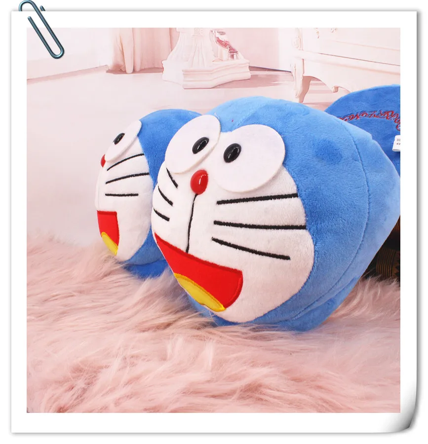 Doraemon/хлопковые тапочки; домашние тапочки; зимняя женская обувь с героями мультфильмов; пушистые Тапочки
