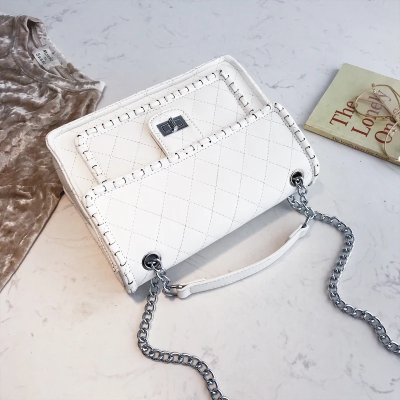 ACE любовь бренд среднего модный алмазный узор женская сумка из ПУ круто цепь