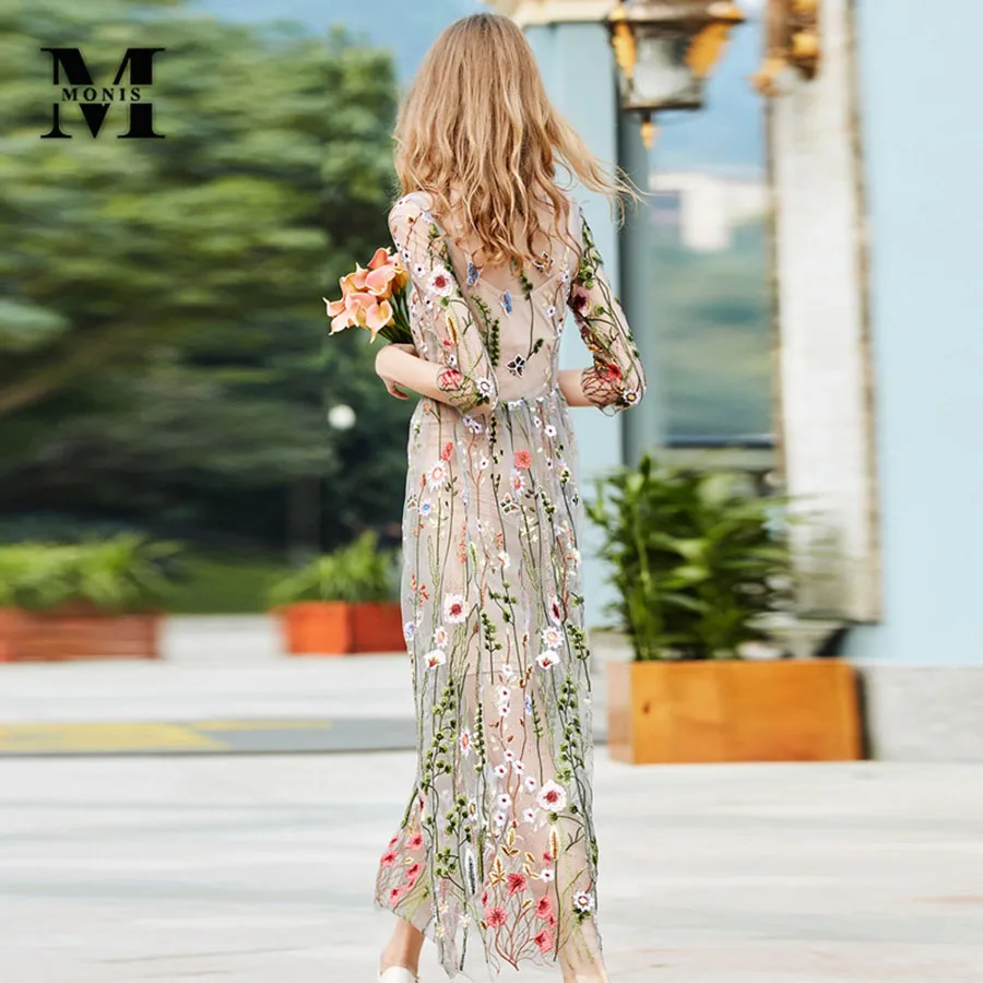 Длинное пляжное платье с цветочным принтом в стиле бохо на весну 2019 сексуальное