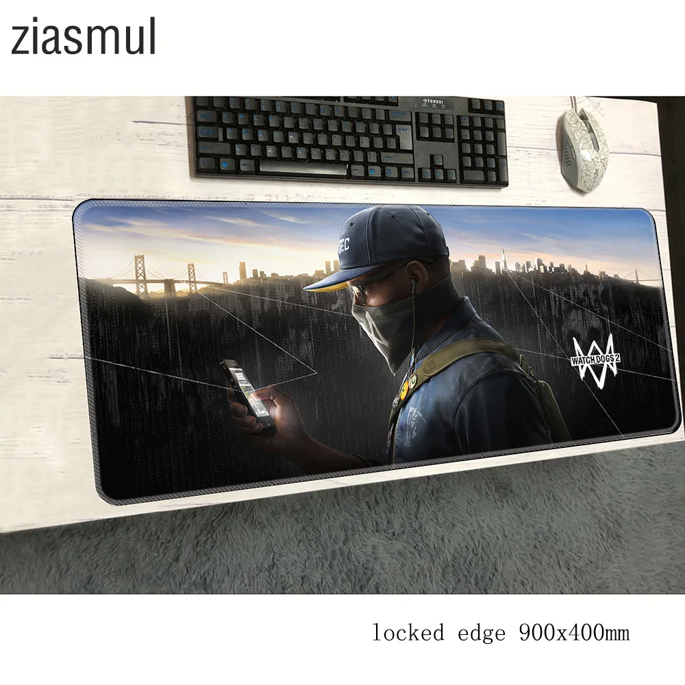 Коврик для мыши Watch Dogs 2 фиксированный край 900x400x3 мм лучший игровой коврик