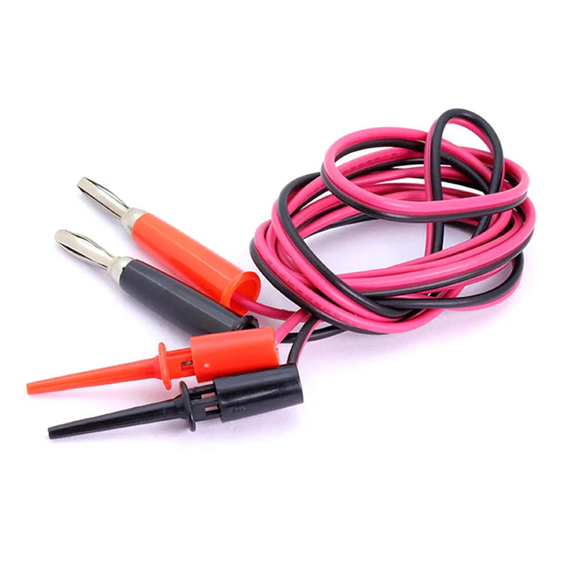 1pc 4mm Banana plug cable to Dual Big Hook Clip Test Probe Cable Leads Alligator clip black&red 1 meter long