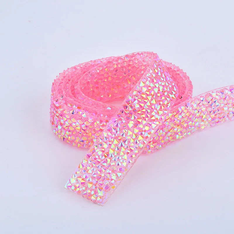 Light Pink AB JUNAO 5 ярдов* 15 мм Розовый AB Стразы сетчатая цепочка исправление смолы страз аппликации отделка Кристалл Ткань для DIY одежды обувь - Цвет: Light Pink AB