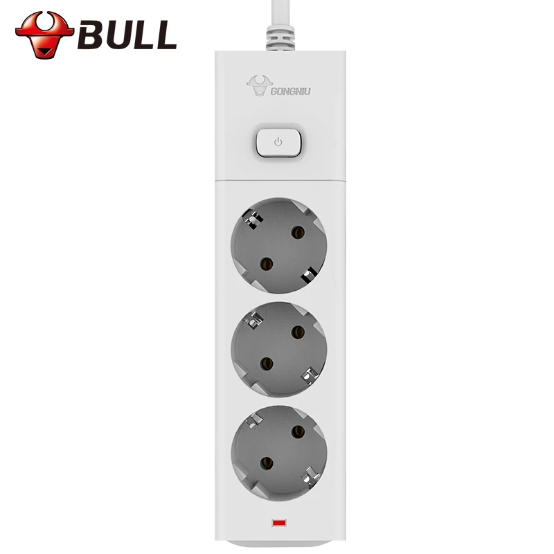 Электрическая розетка Bull удлинитель с европейской вилкой сетевой фильтр 3 м