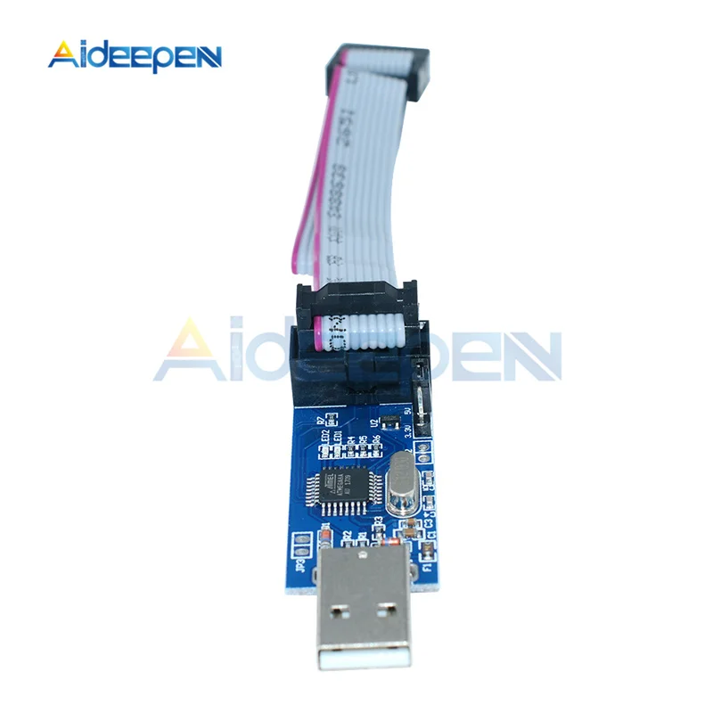 1 комплект USBASP USBISP AVR программист USB ISP USB ASP ATMEGA8 ATMEGA128 ATtiny/CAN/PWM 10Pin провод модуль Поддержка Win7 64 синий/черный