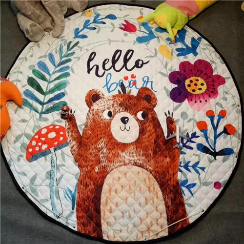 coffee bear Домашний декор ковер для детской комнаты круглый 150*150 см лиса детский игровой коврик лоскутное одеяло для пикника ANITSLIP tapetes para casa sala kid tapis - Цвет: coffee bear
